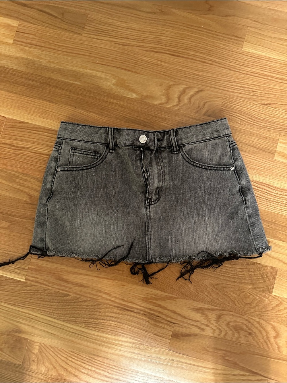 Gray Denim Cutoff Skirt